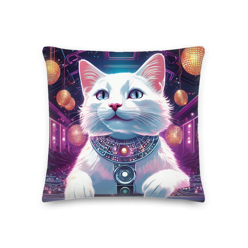 PugMug Custom White Companion Cat Premium Pillow