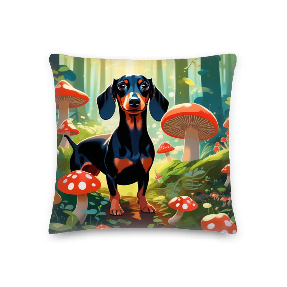 PugMug Custom Black Dachshund Premium Pillow