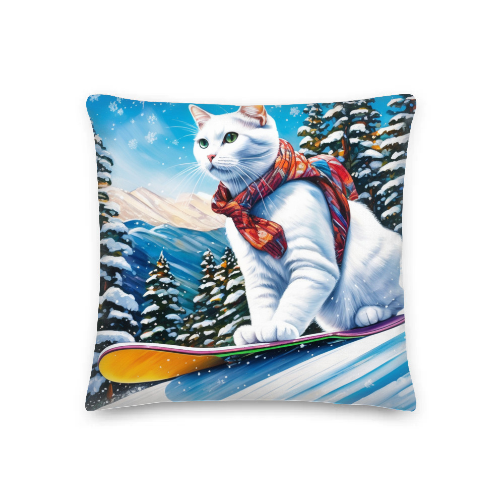 PugMug Custom White Companion Cat Premium Pillow