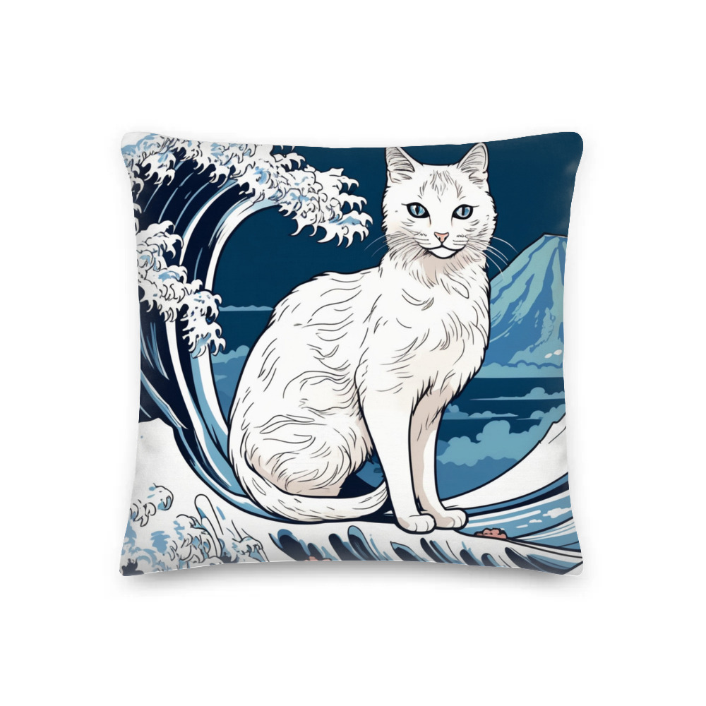 PugMug Custom White Companion Cat Premium Pillow