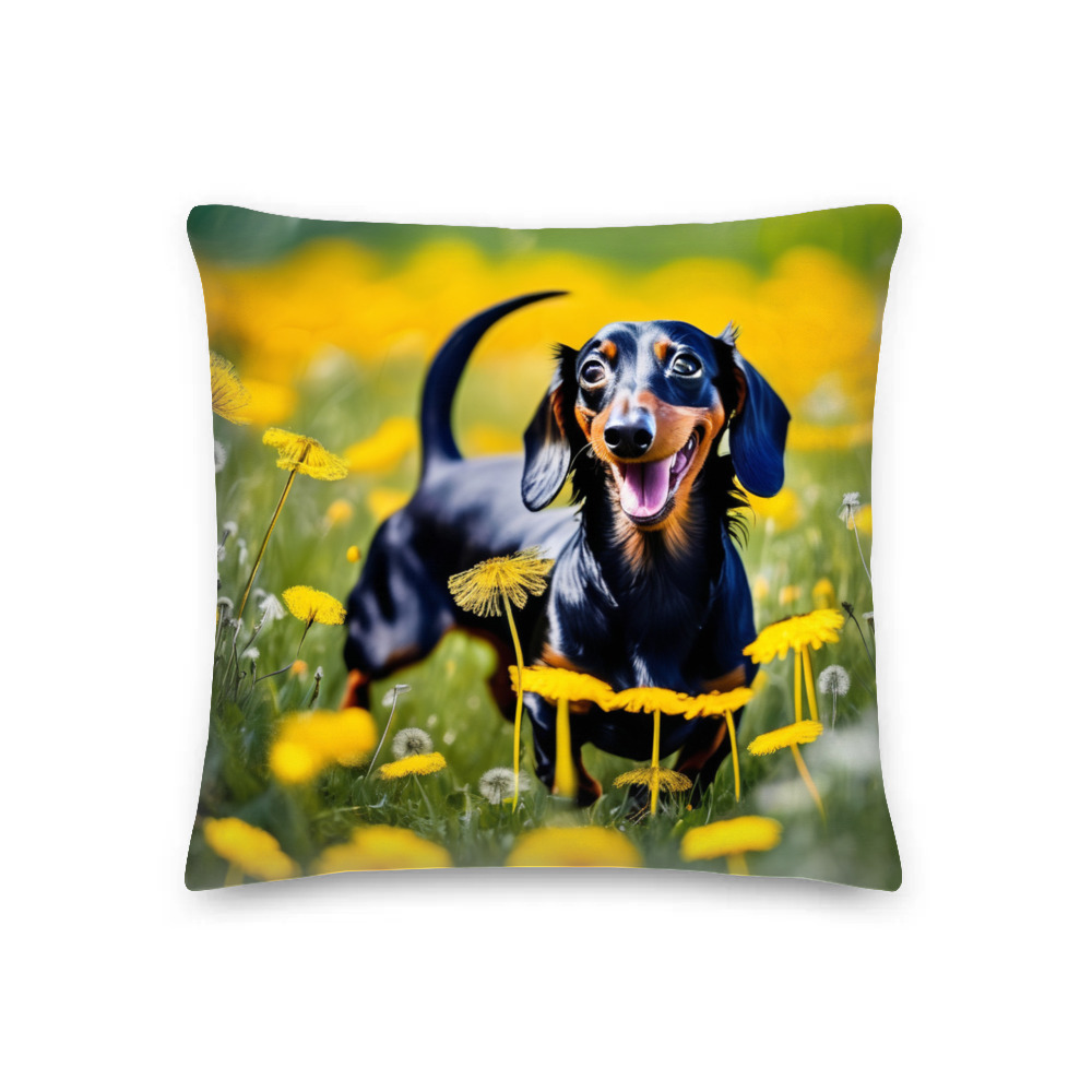 PugMug Custom Black Dachshund Premium Pillow