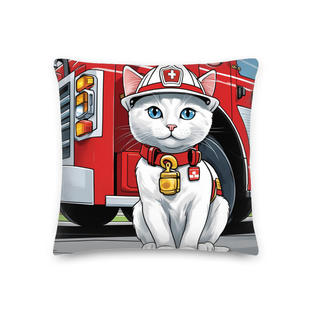 PugMug Custom White Companion Cat Premium Pillow