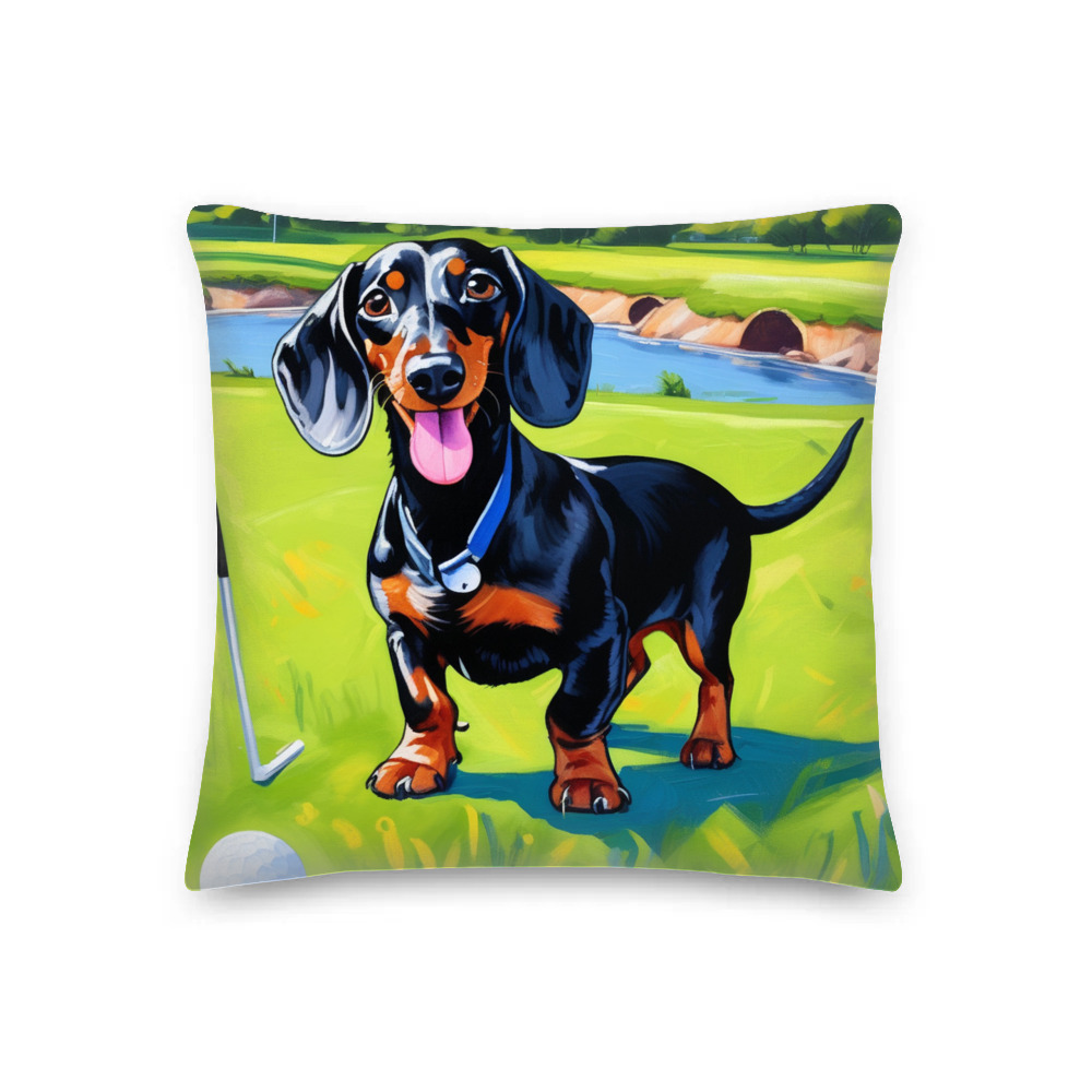 PugMug Custom Black Dachshund Premium Pillow