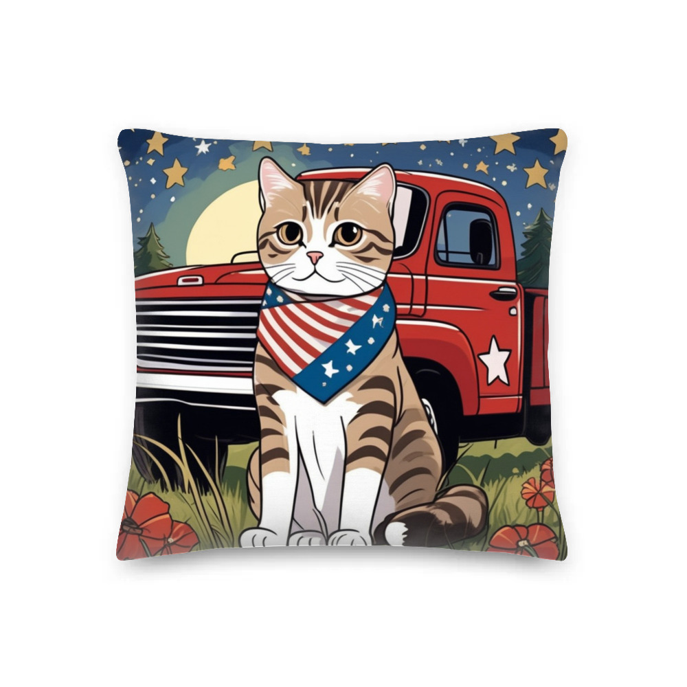 PugMug Custom Tabby Scottish Fold Cat Premium Pillow