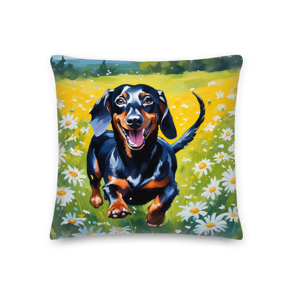 PugMug Custom Black Dachshund Premium Pillow
