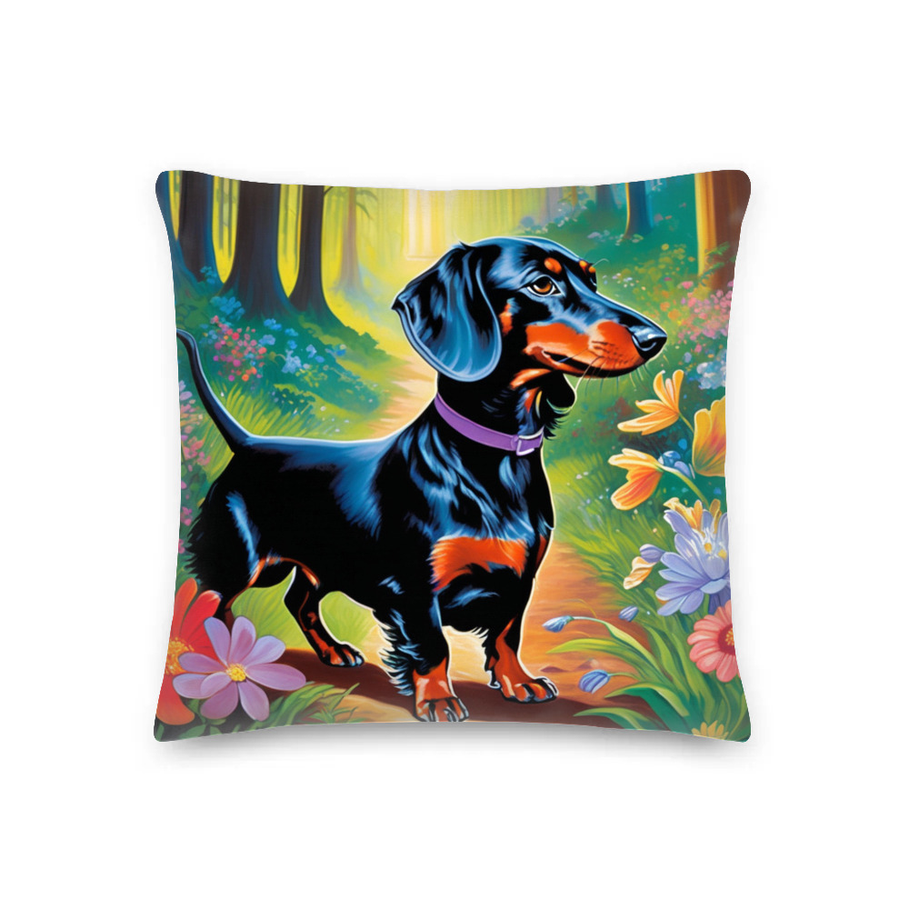 PugMug Custom Black Dachshund Premium Pillow