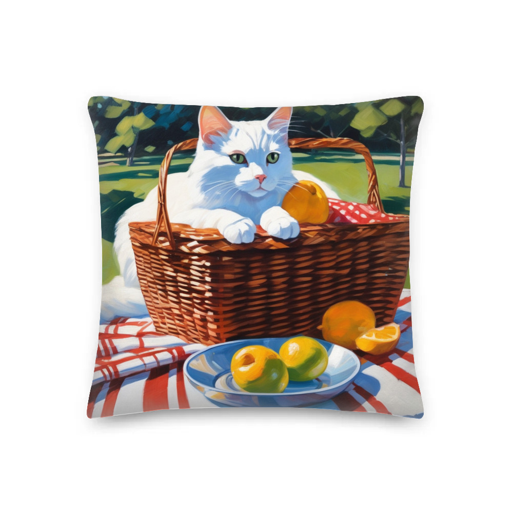 PugMug Custom White Companion Cat Premium Pillow