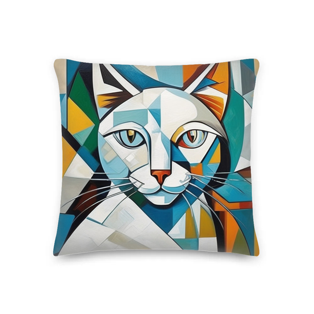PugMug Custom White Companion Cat Premium Pillow