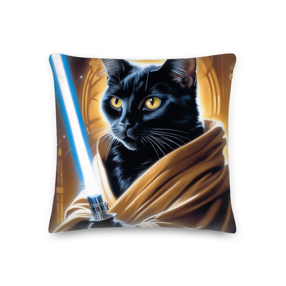 PugMug Custom Black Companion Cat Premium Pillow