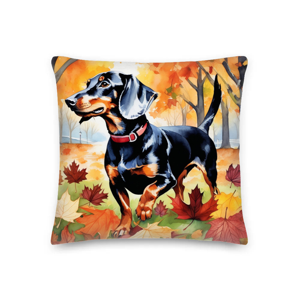 PugMug Custom Black Dachshund Premium Pillow