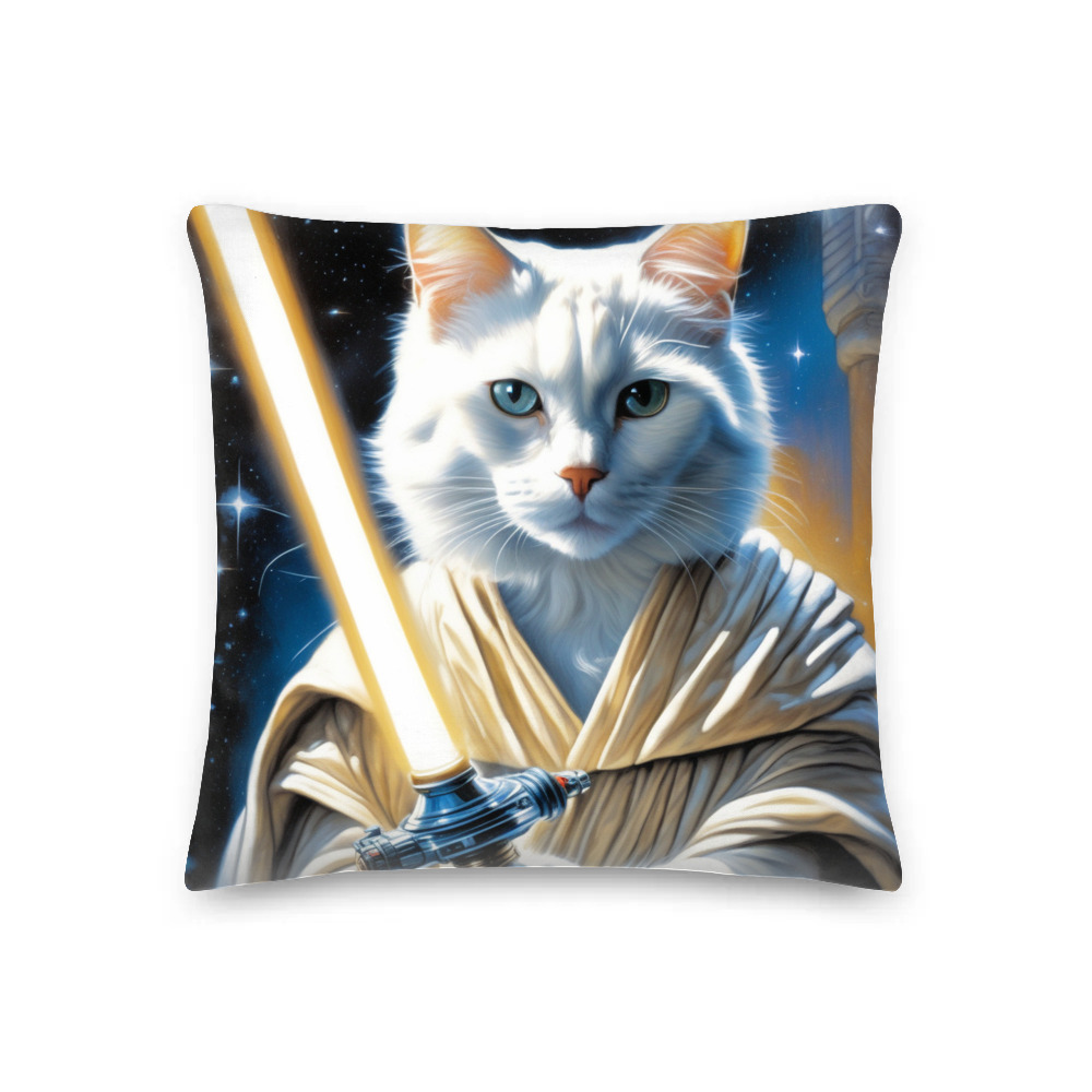 PugMug Custom White Companion Cat Premium Pillow