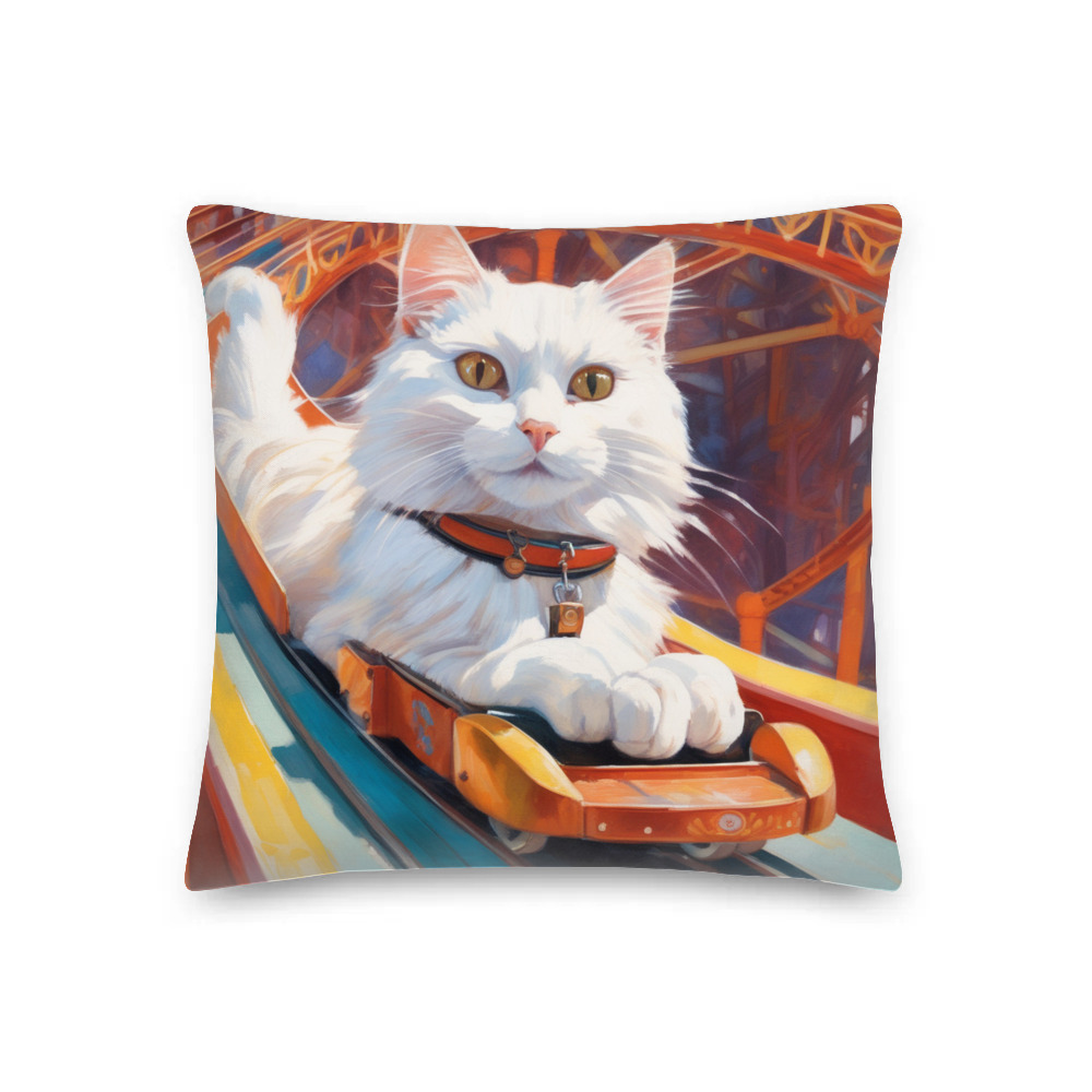 PugMug Custom White Companion Cat Premium Pillow