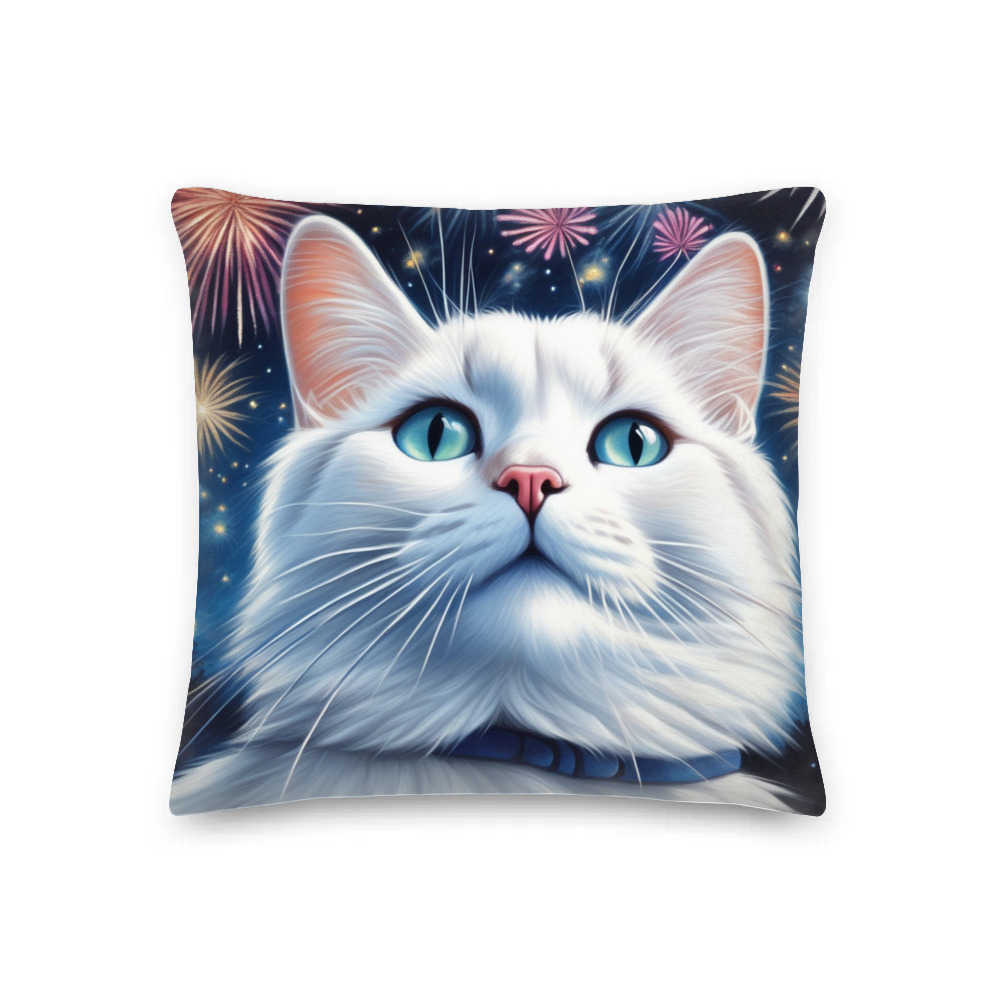 PugMug Custom White Companion Cat Premium Pillow