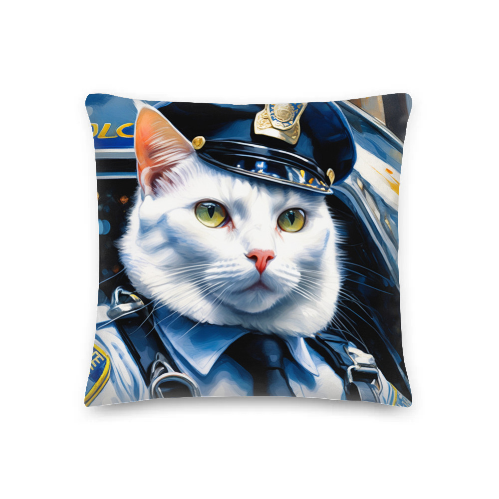 PugMug Custom White Companion Cat Premium Pillow