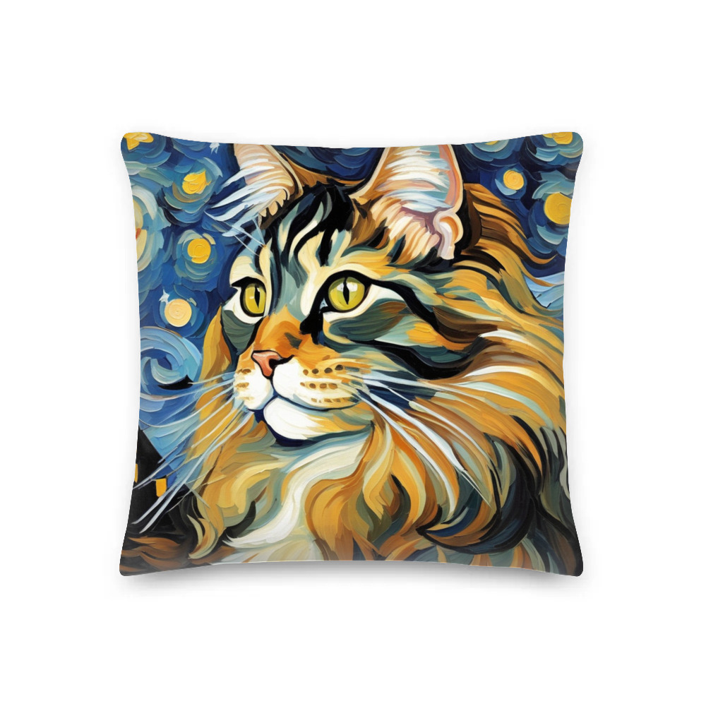 PugMug Custom Tabby Maine Coon Cat Premium Pillow