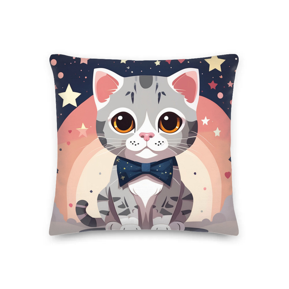PugMug Custom Tabby Scottish Fold Cat Premium Pillow