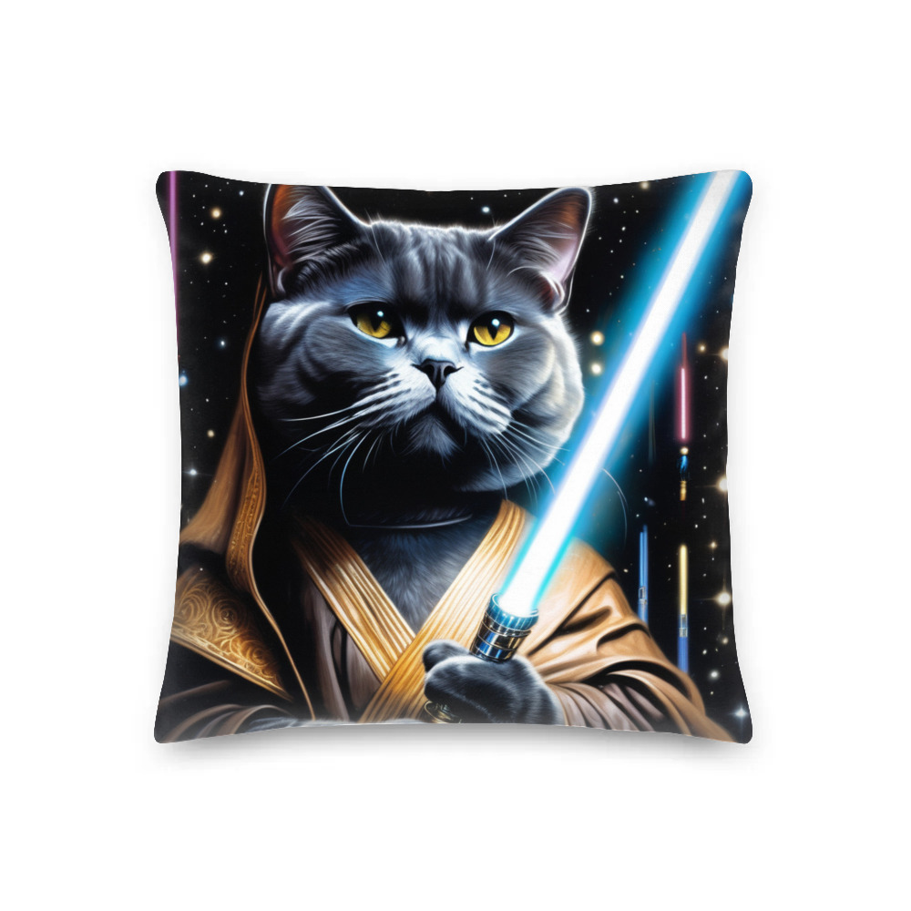 PugMug Custom Black British Shorthair Cat Premium Pillow