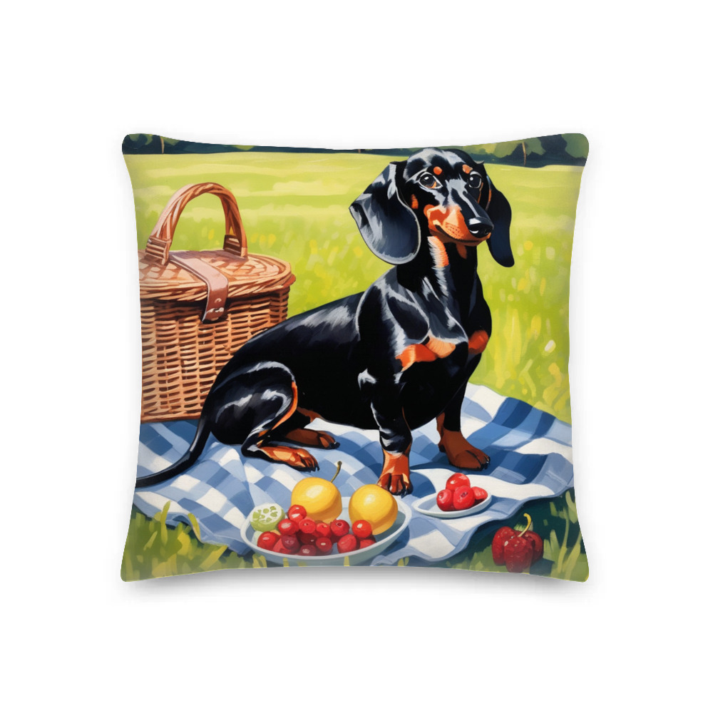 PugMug Custom Black Dachshund Premium Pillow