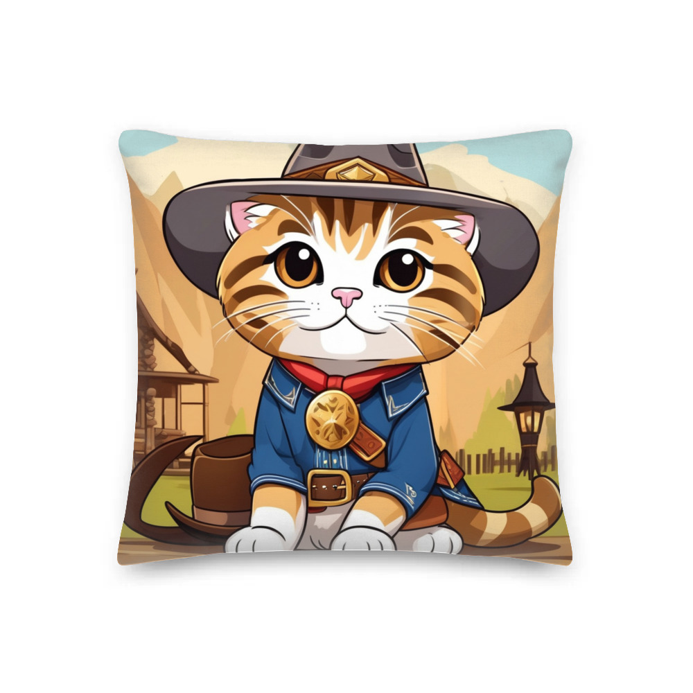 PugMug Custom Tabby Scottish Fold Cat Premium Pillow
