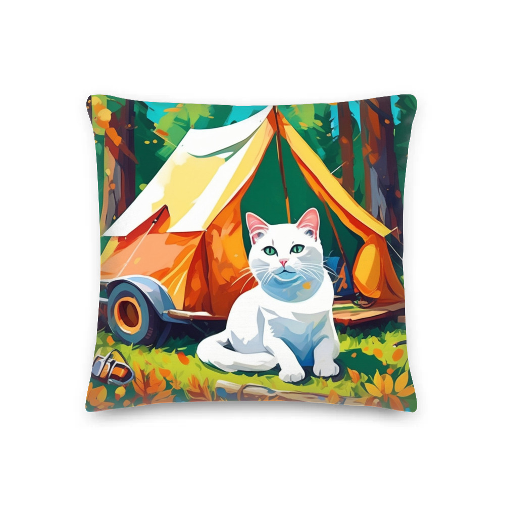 PugMug Custom White Companion Cat Premium Pillow