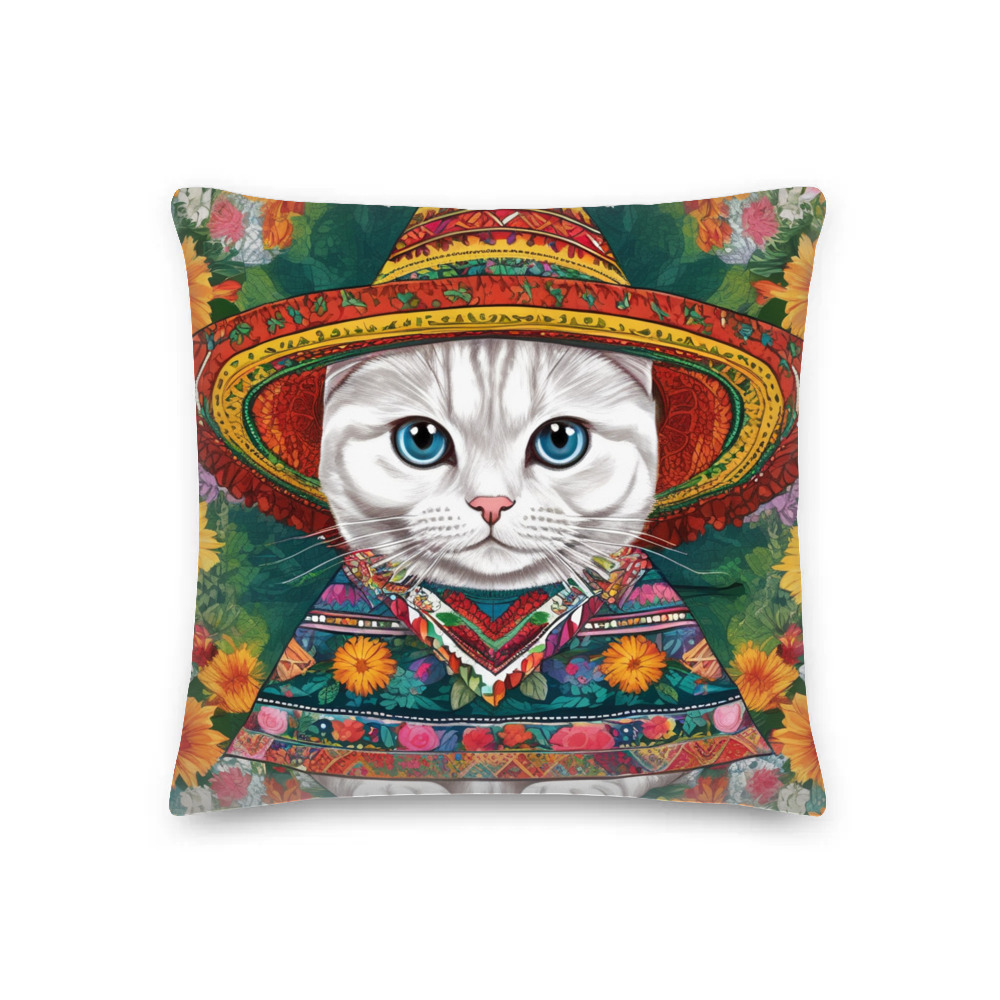 PugMug Custom White Scottish Fold Cat Premium Pillow