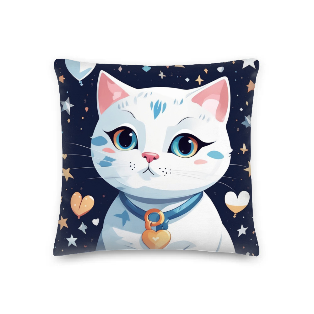 PugMug Custom White Companion Cat Premium Pillow