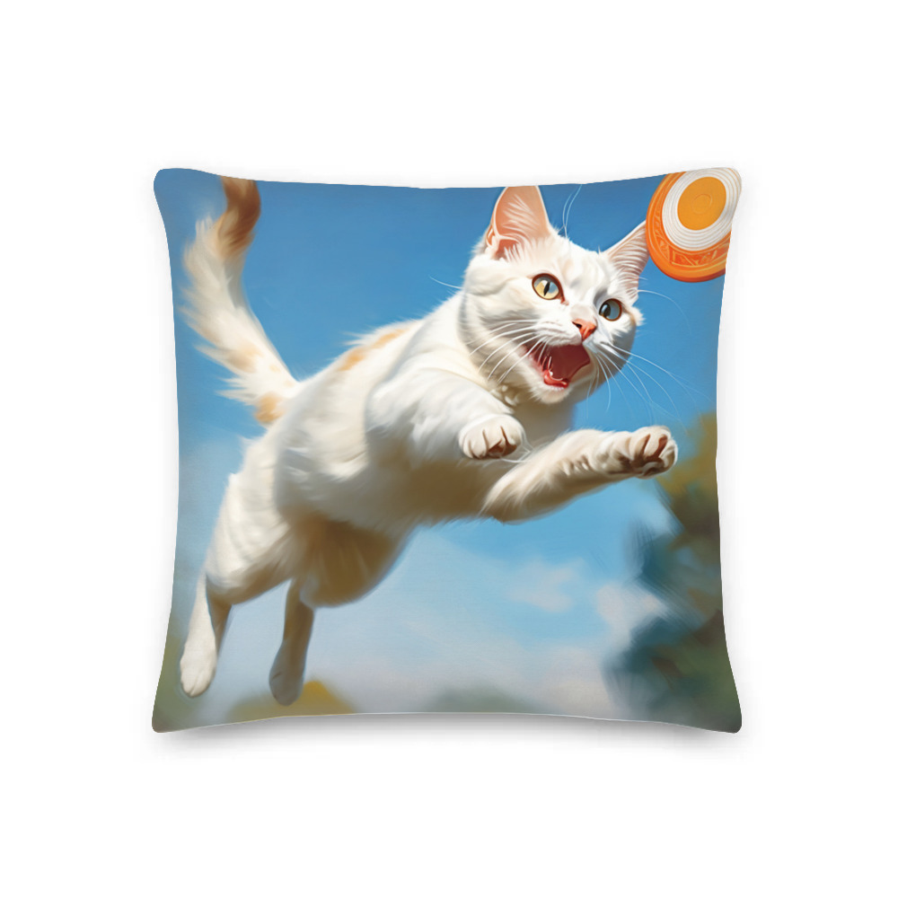 PugMug Custom White Companion Cat Premium Pillow