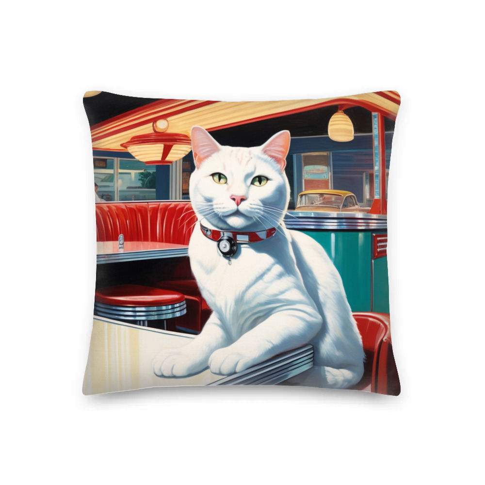 PugMug Custom White Companion Cat Premium Pillow