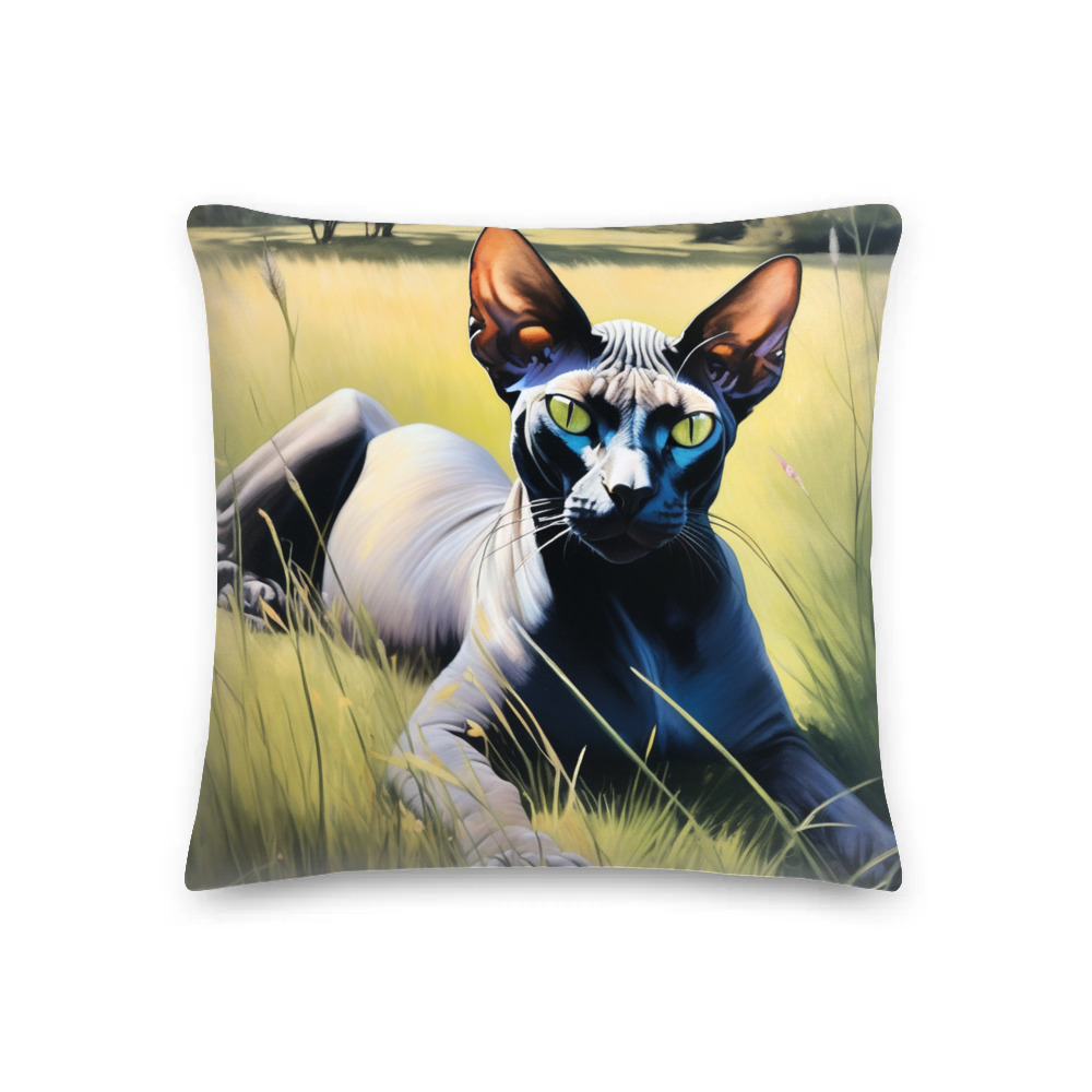 PugMug Custom Black Sphynx Cat Premium Pillow