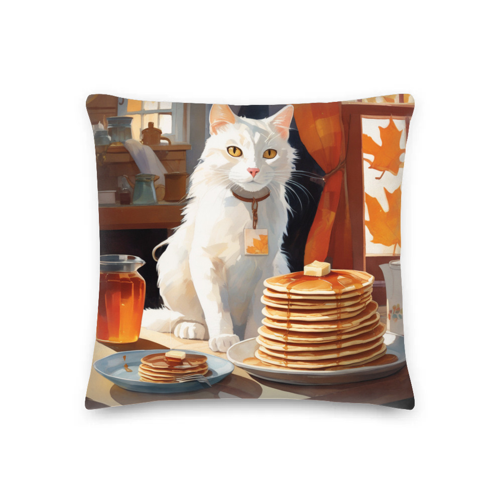 PugMug Custom White Companion Cat Premium Pillow