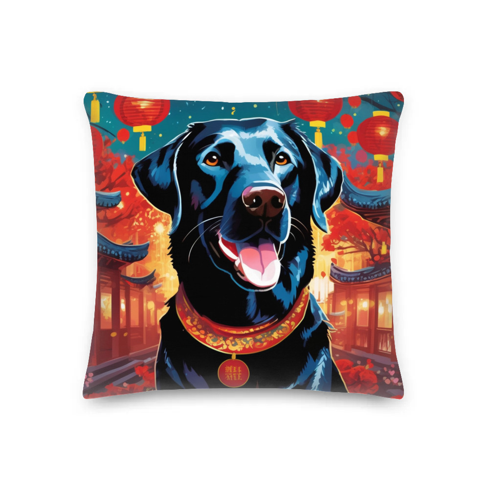 PugMug Custom Black Labrador Retriever Premium Pillow