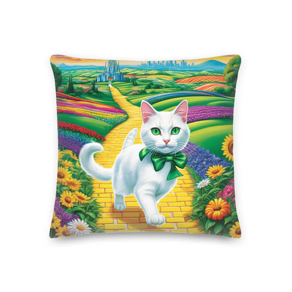 PugMug Custom White Companion Cat Premium Pillow