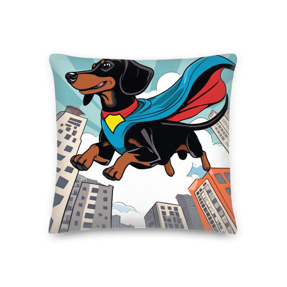 PugMug Custom Black Dachshund Premium Pillow