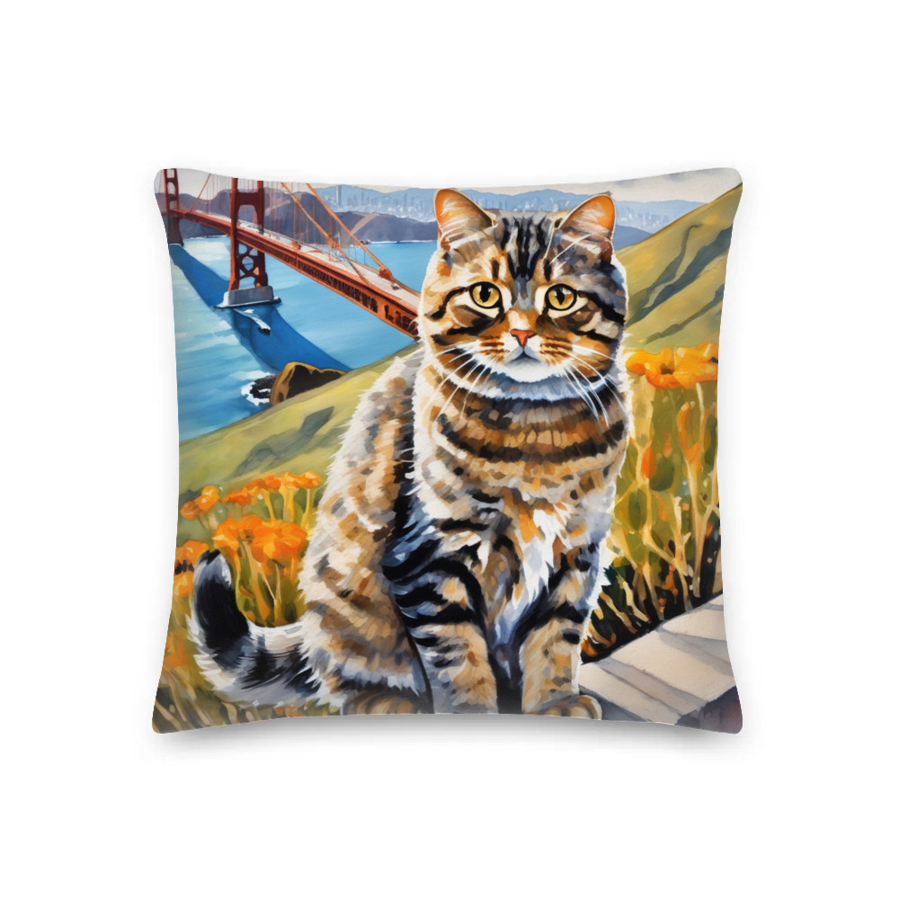PugMug Custom Tabby Scottish Fold Cat Premium Pillow