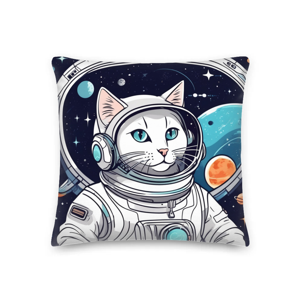 PugMug Custom White Companion Cat Premium Pillow