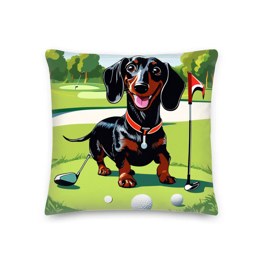 PugMug Custom Black Dachshund Premium Pillow