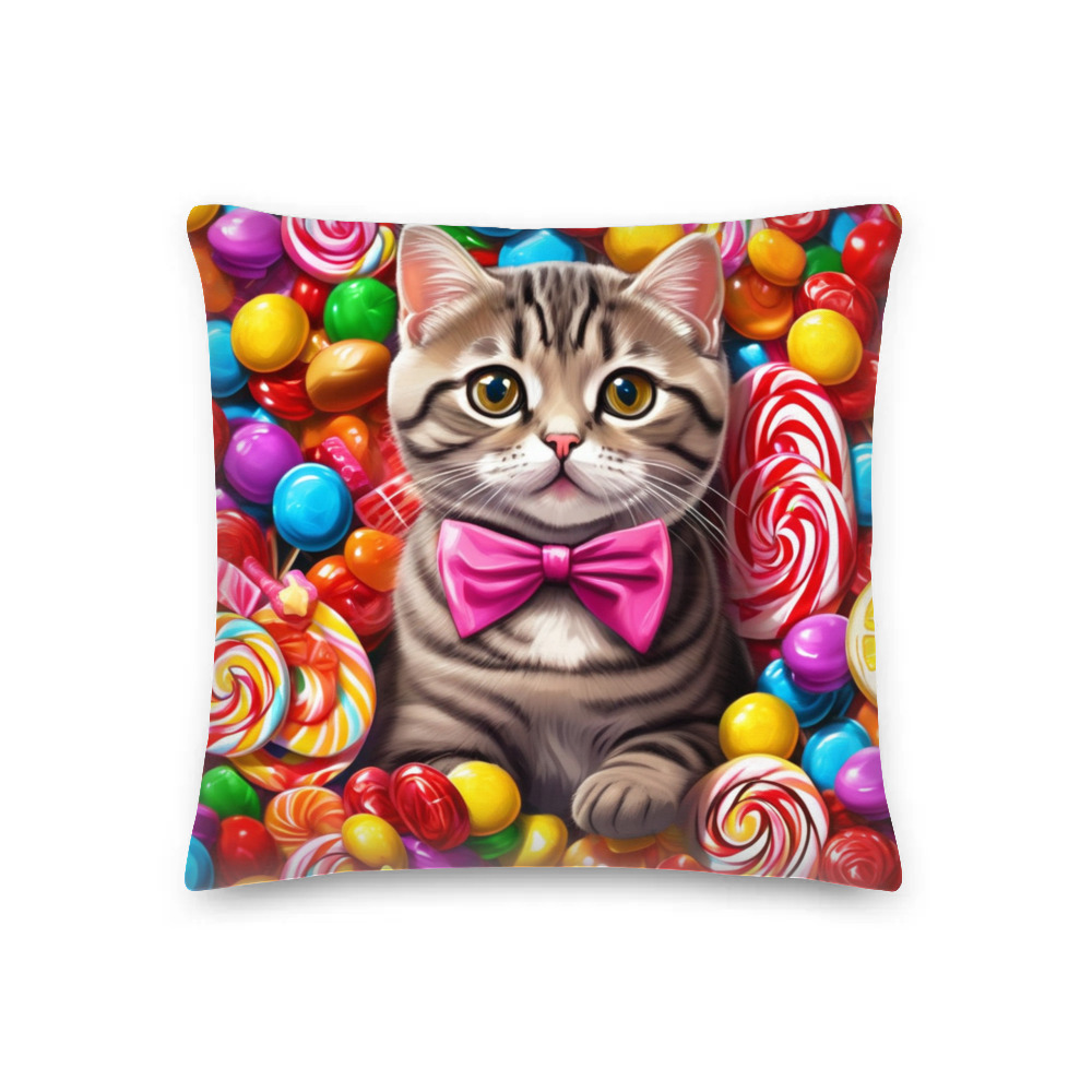 PugMug Custom Tabby Scottish Fold Cat Premium Pillow