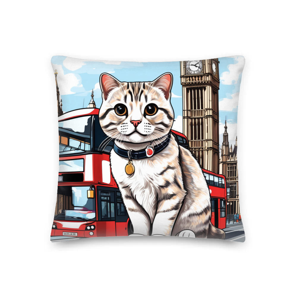 PugMug Custom Tabby Scottish Fold Cat Premium Pillow