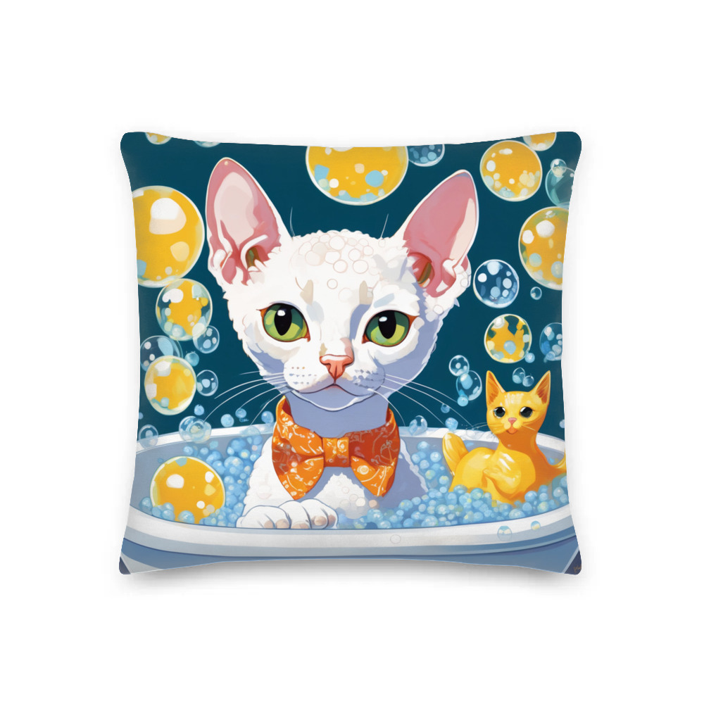 PugMug Custom White Devon Rex Cat Premium Pillow