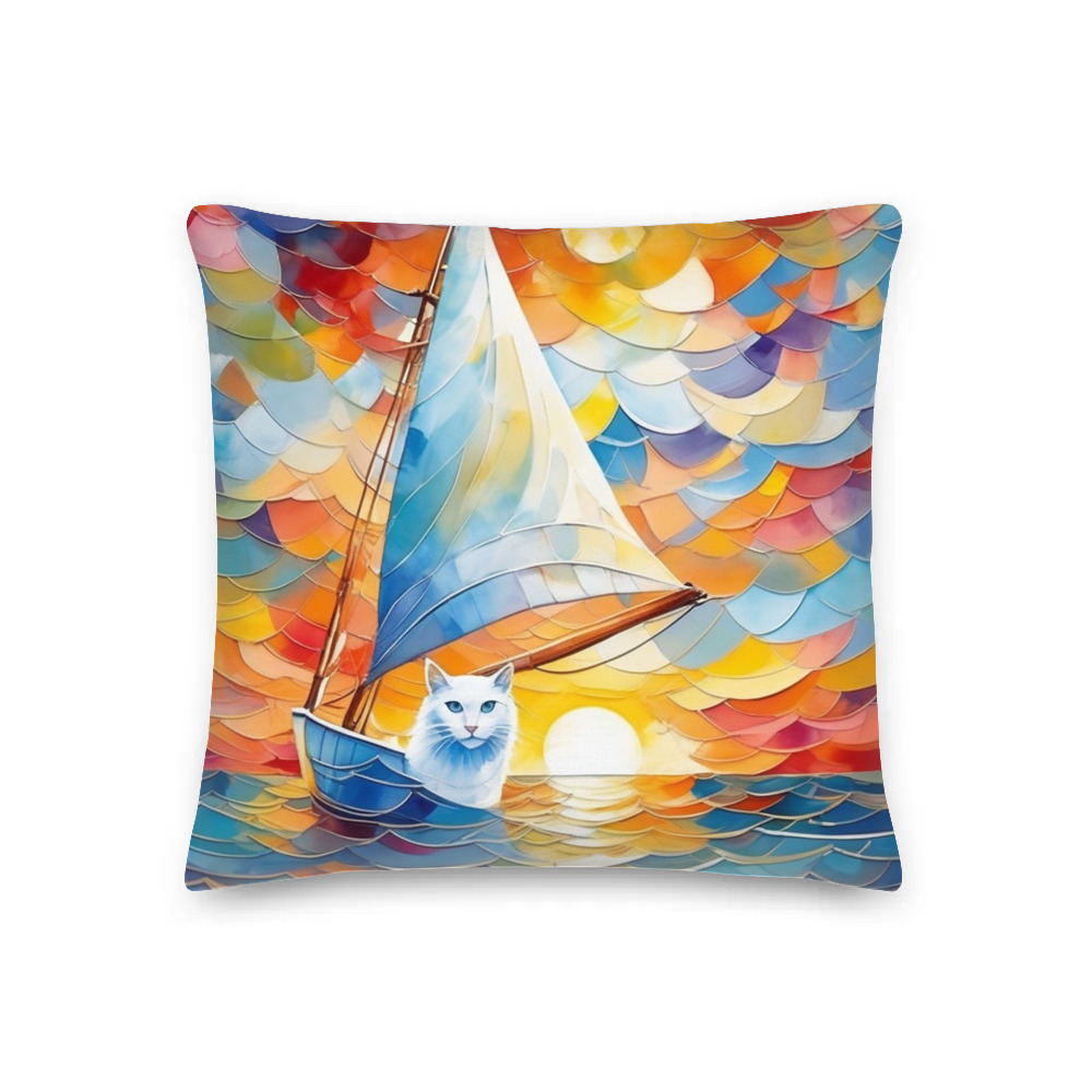 PugMug Custom White Companion Cat Premium Pillow