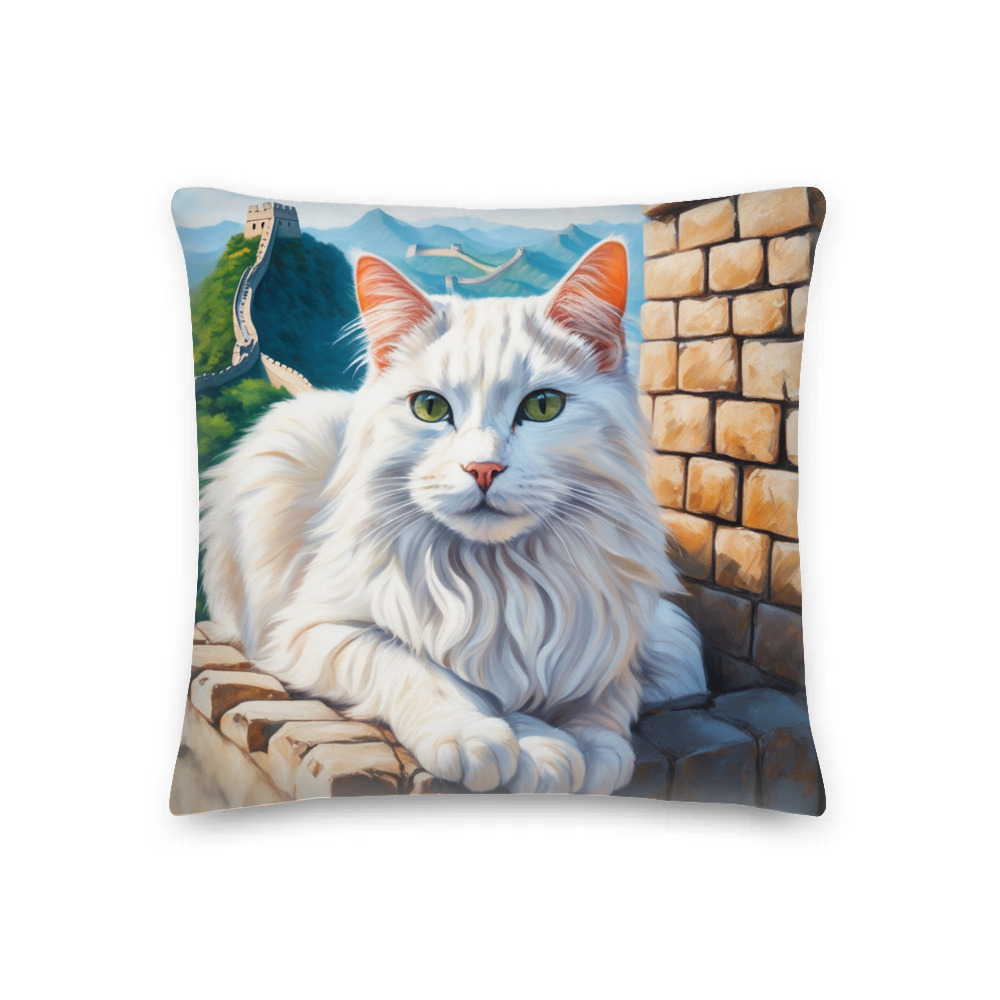 PugMug Custom White Companion Cat Premium Pillow