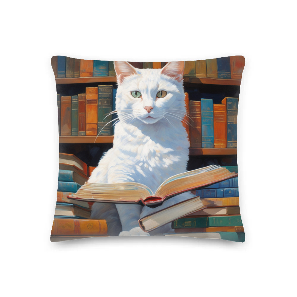 PugMug Custom White Companion Cat Premium Pillow