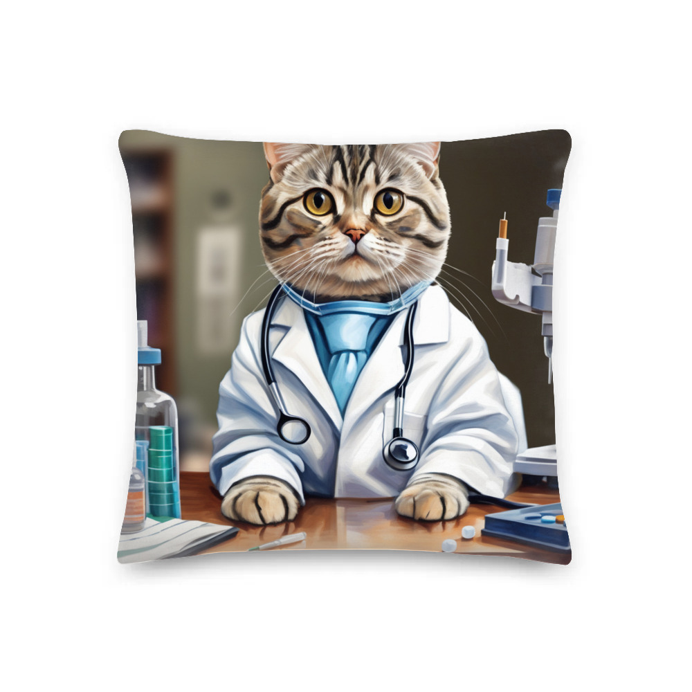 PugMug Custom Tabby Scottish Fold Cat Premium Pillow