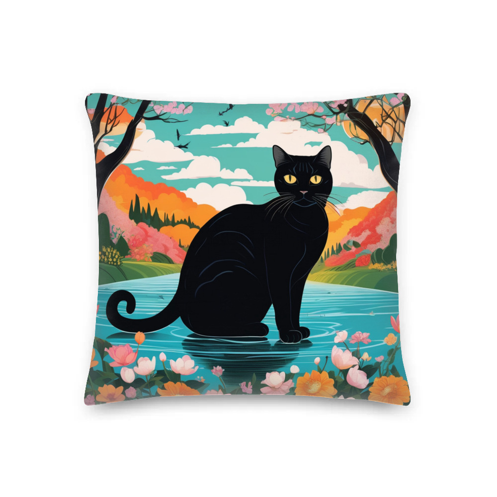 PugMug Custom Black American Shorthair Cat Premium Pillow