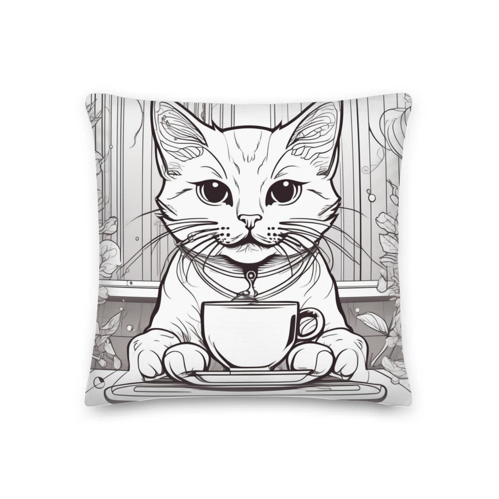 PugMug Custom White Companion Cat Premium Pillow