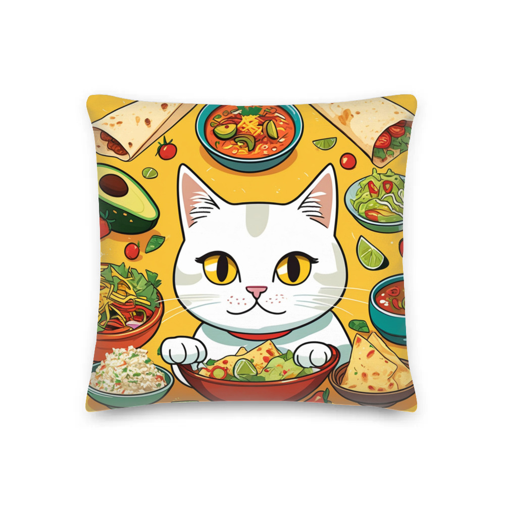 PugMug Custom White Companion Cat Premium Pillow