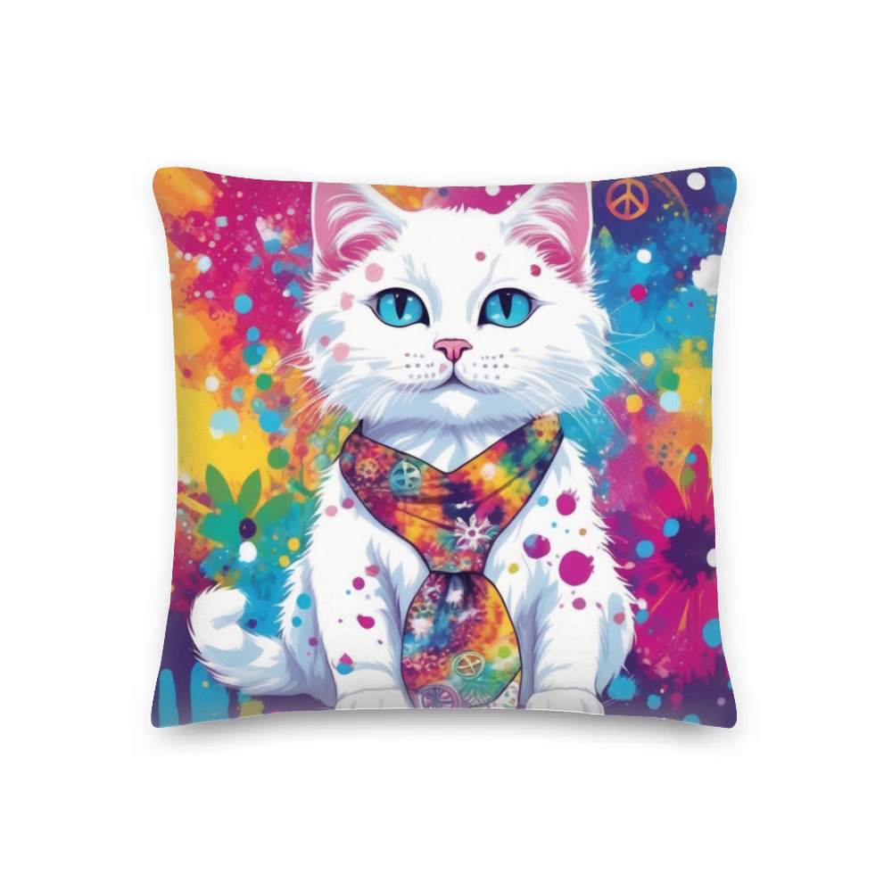 PugMug Custom White Companion Cat Premium Pillow