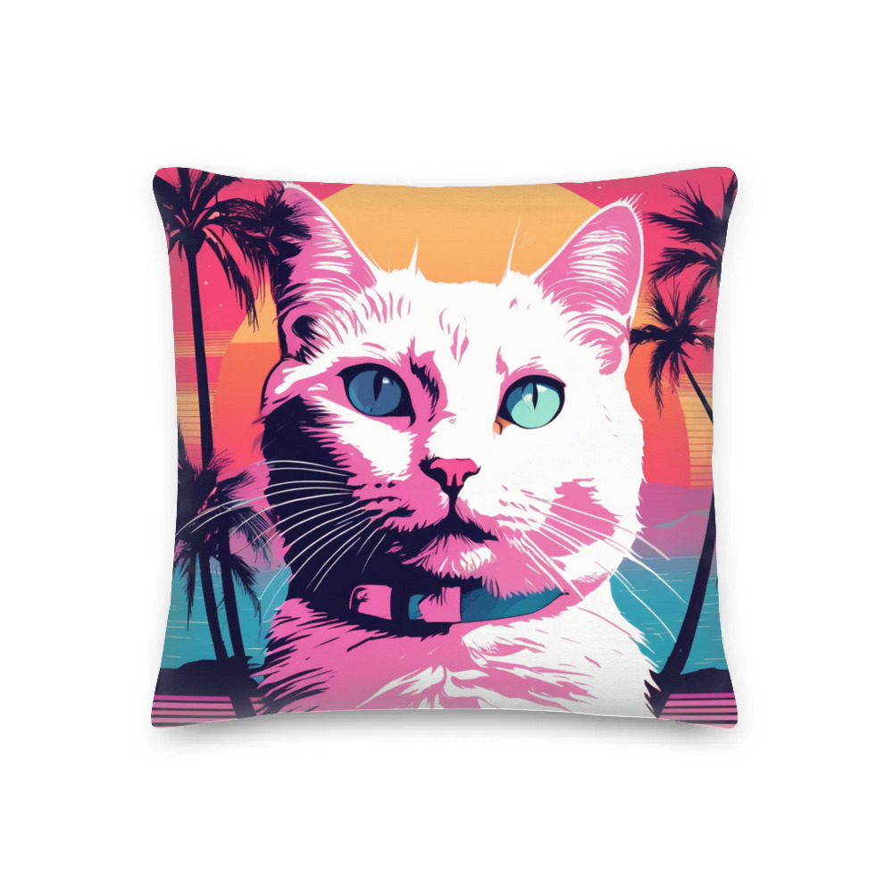 PugMug Custom White Companion Cat Premium Pillow