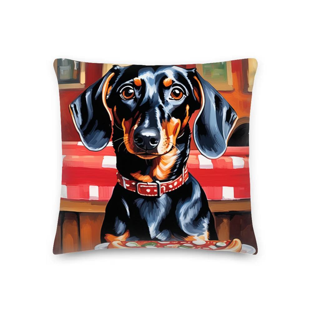 PugMug Custom Black Dachshund Premium Pillow