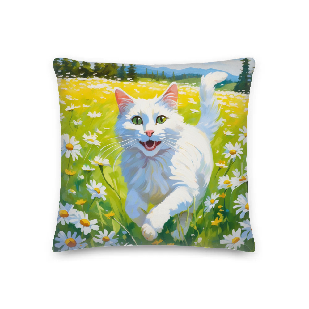PugMug Custom White Companion Cat Premium Pillow